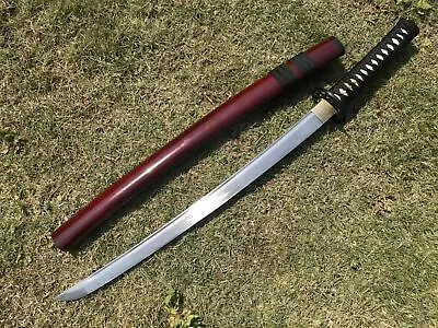 Handmade Japanese Samurai Wakizashi Spring Steel Ko-Katana Full Tang Sharp • $158.86