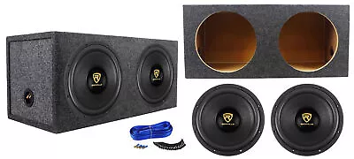 (2) Rockville W12K9D4 12  8000 Watt Car Subwoofers + Sealed Sub Box Enclosure • $319.90