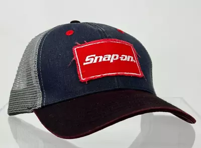 Snap-on Tools Strap Back Hat K-Products Blue Gray Mesh Red Distressed Patch Logo • $12.99