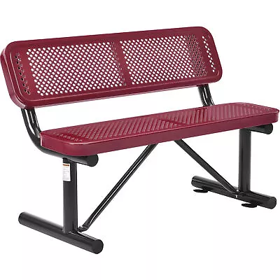 48 L Outdoor Steel Bench With Backrest Perforated Metal Red • $458.20