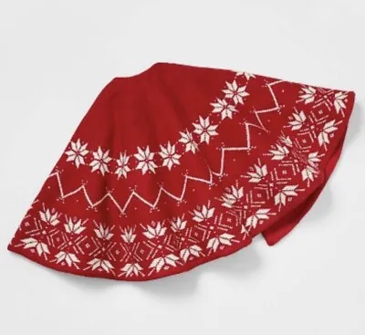 48” Fair Isle Knit Christmas Tree Skirt Red/ White Target Wondershop Snowflakes • $24.99