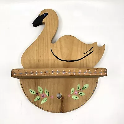 Vintage Handmade Wood Duck Goose Loon Painted Figural Wall Hanging Shelf • $18.17