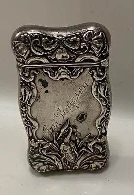 Antique Sterling Silver Match Safe With Matches/Tarnished Signed W/ Inscription • $150