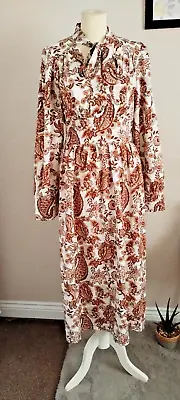 Shein 100% Poly Floral 70s Style Festival Boho Midi Dress Sz Eur 44 ( 14-16 UK ) • £11.24