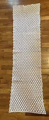 Vintage Crocheted Table/Buffet Runner 16” X 58” Off White • $14.95