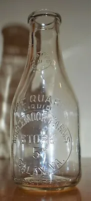 $275 • Buy Embossed Glass Milk Bottle 5 Cent Maplemoor Farms Galax Va. Blown Thatcher Glass
