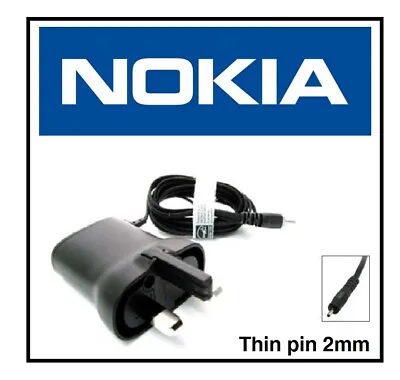 £5.99 • Buy Genuine AC-15x Thin Pin (2mm) Mains Charger With UK 3-Pin Plug For Nokia Phones