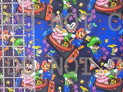 Custom 100% Cotton Woven Fabric Super Mario Brothers Video Game 1/2 Yard 18x56 • $19.99