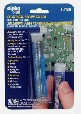 NEW! ALPHA METALS Fine Electrical Rosin Core Repair Solder Tin/Lead 60/40 13460 • $9.99