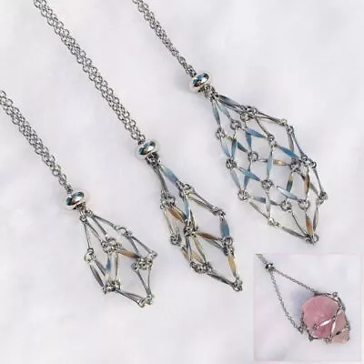 Stainless Steel Crystal Holder Cage Necklace Stone Holder Necklace Daily Wear • $16.22