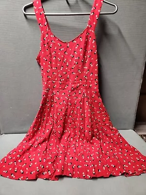 Disney Lauren Conrad Red Minnie Mouse Print Backless Sundress Knot Tied Dress 6 • $23.50