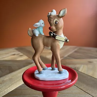 Vintage “Rudolph The Red Nosed Reindeer” Figurine Leather Collar Bells Bunny • $22