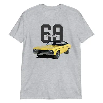1969 Chevy Chevelle SS Yellow With Black Vinyl Top Muscle Car T-Shirt • $27.95