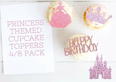 £3.50 • Buy Princess Birthday Cupcake Toppers Glitter Castle Cake Party Food Decorations