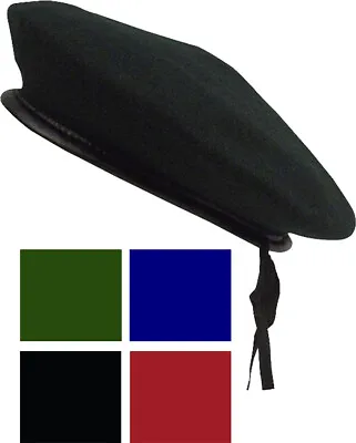 Wool Monty Beret With Drawstring Military Army Uniform Elite Tactical Black Trim • $16.99