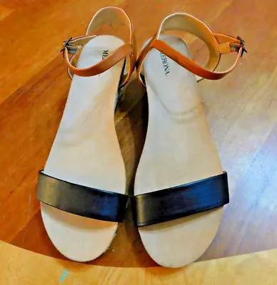 Merona Black/brown Sandals W Rope Wedge Heels Women Sz 8.5 NWOT • $12.99