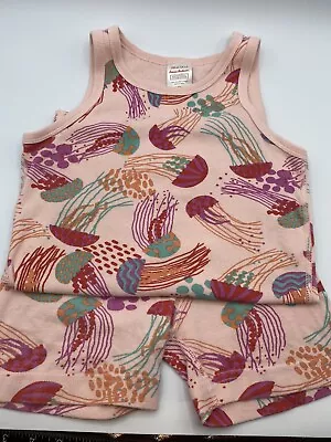 Hanna Andersson 120 US 6-7 Shortie Pajamas Jellyfish Pink Cotton Tank & Shorts • $14.99