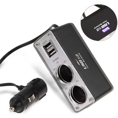 12V Car Cigarette Lighter Splitter Socket USB 2 Way Plug Multi Charger Adapter • £7.55