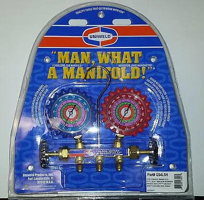 A/C MANIFOLD GAUGES UNIWELD BRASS BODY FOR R410A R22 R404A And 5' Hoses. • $99.99