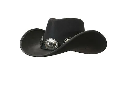 Concho & Buckle Cowboy Steampunk Genuine Leather Biker MC Western Cowboy Hat • $44.99