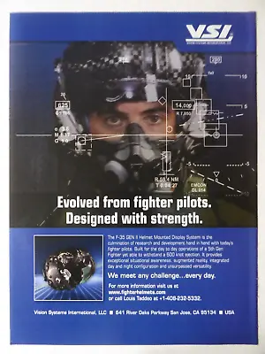 9/2011 Pub Vsi Vision Systems F-35 Hmds Helmet Mounted Display Gentex Kaiser Ad • $21.31