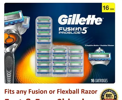 16 Gillette Fusion 5 Proglide Razor Blades Refill Cartridge Ft Flexball Power 8 • $41.79