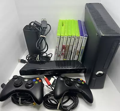 Xbox 360 S Slim 250GB Console 1439 Bundle Controllers 8 Games Kinect Bar Working • $159.99