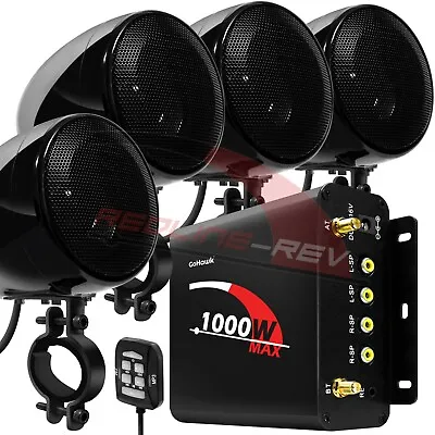 1000W Amp Waterproof Bluetooth Motorcycle ATV Stereo 4-CH Speakers Audio System • $287.74