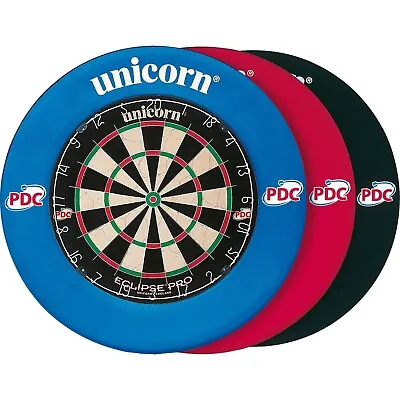 Unicorn Eclipse Pro Dartboard + Striker Dart Board Surround PDC Darts Bundle • £39.75