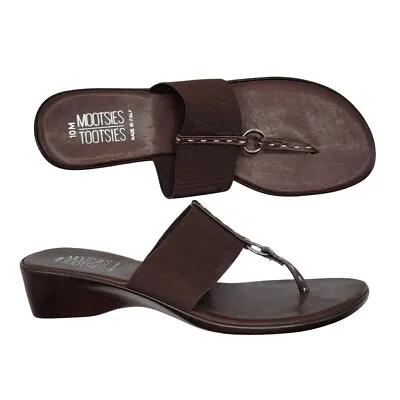 NEW Mootsies Tootsies Mozena T-Strap Sandals Brown Comfort Thong Elastic Top 10M • $22.27