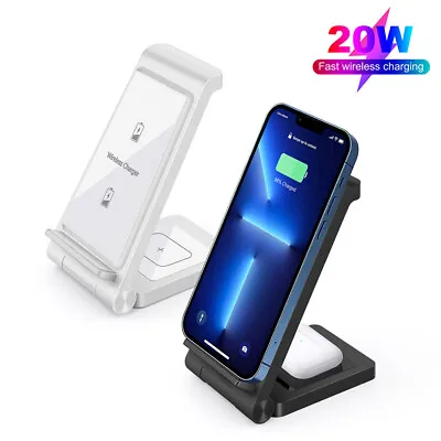 $29.95 • Buy 20W Wireless Charger Stand 2 IN 1 Charging Dock For IPhone Air Pods Samsung Buds