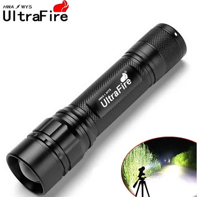 UK Ultrafire Tactical Zoom Flashlight 50000LM LED 18650 Powerful Mini Torch • £8.75