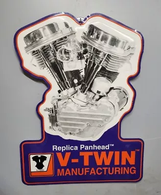 HARLEY DAVIDSON V-TWIN ENGINE ORIGINAL TIN METAL DEALER SIGN 22 X17  Embossed  • $49