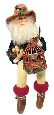 15” Elf Woodland Man Bird In Cage Shelf Sitter Figurine • $74.99