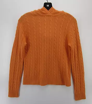 J Crew Sweater Women Small Orange Wool Pullover Hoodie Casual Preppy Cable Knit • $18.99