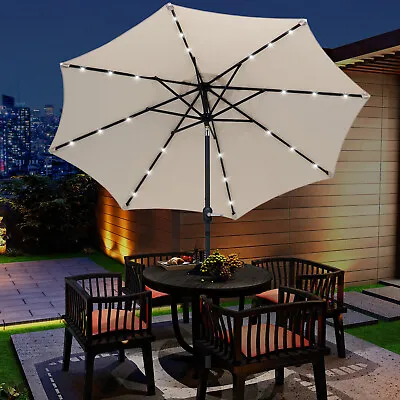 24 LED Parasol Umbrella Solar Powered Chain Light Garden Tilt Crank • £59.99