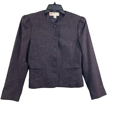 Vtg Peabody House Wool Blend Boucle Blazer Jacket Purple Sz 9/10 Lined Career • $15.20