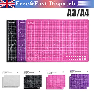 A3 A4 Cutting Mat Self Healing Non Slip Craft Quilting Printed Grid Lines Board • £9.39