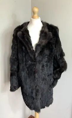 EL CORTE INGLES 3/4 Length Melange Real Coney Rabbit Fur Coat Size S UK 8-10 • $74.59