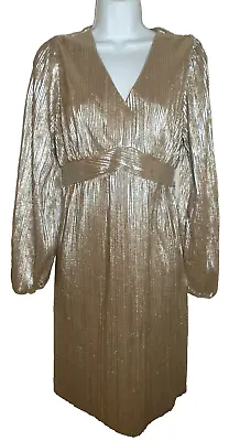 New Medium Destination Maternity Dress Gold Twist Front Dress Champagne • $18