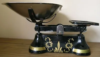 £34.99 • Buy Cast Iron Scales Black With Gold Detail + Set Of 5 Hexagonal Weights