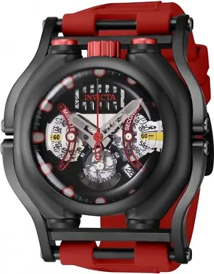 Invicta Men's Sea Hunter Black Dial Quartz 56mm Red Silicone Band Watch 41714 • $211.99