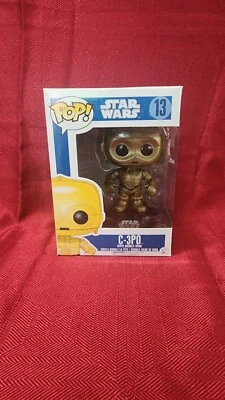 Star Wars Funko Pop  C3PO Small Font Blue Box  #13 Free Protector Mint Condition • $55