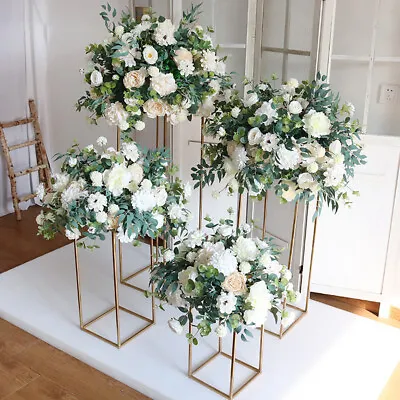 Metal Geometric Flower Stand Wedding Table Centrepiece Stage Decor Flower Rack • £8.95