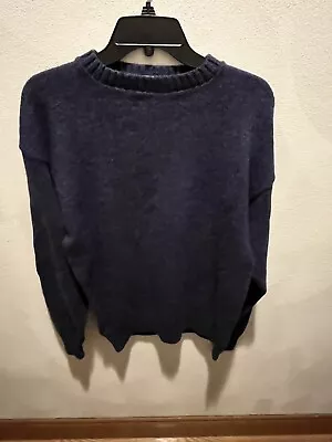 The Moors Sweater Men’s Medium Shetland Wool Scotland Pullover Navy Blue Vintage • $79.95