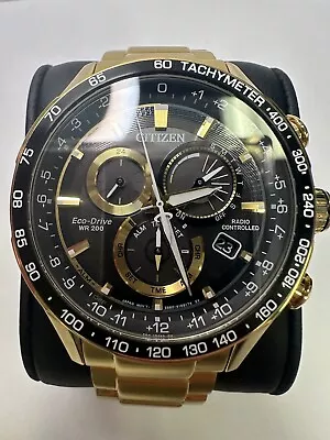 Citizen PCAT Atomic Timekeeping Eco-Drive Brown Gold Men's Watch Chronograph • $135