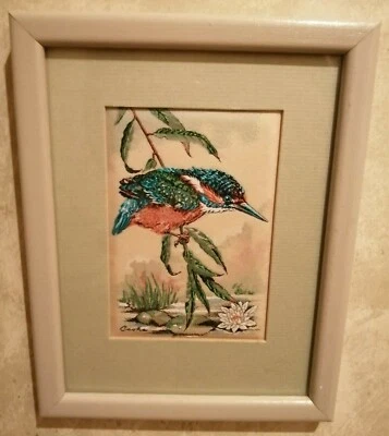 £15 • Buy JJ Cashs Of Coventry Woven Silk Kingfisher Picture