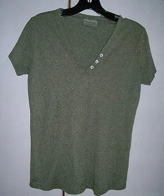 EUC MICHAEL STARS Maternity Green Khaki Shine Tee Top Cap Sleeve T-shirt OSFM • $16.50