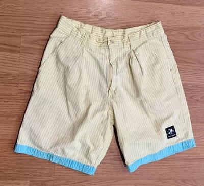Men's Vintage OP Ocean Pacific Yellow Turquoise Striped Shorts - 31 • $34.99