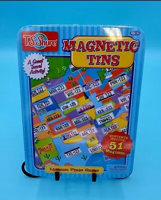 T.S. Shure Magnetic Tins License Plate Game Children Family Fun 51 Magnets 3+ • $14